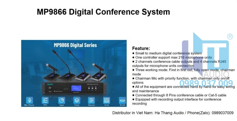 MP9866 Hệ thống hội nghị kỹ thuật số 2 MP9866 Digital Conference System