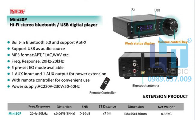 Mini50P Hi-Fi Stereo amplifier Bluetooth, USB 7 brochure MNI50P